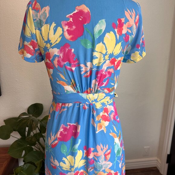 VICI Floral Summer Print V Neck Wrap Tie Long Maxi Flowy Dress Maximalism - Picture 4 of 12